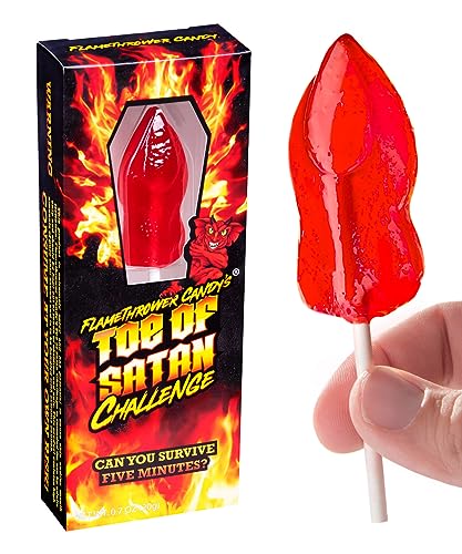 Flamethrower Candy Co Toe of Satan Lollipop One Pack Carolina Reaper Spicy Challenge - 1 Count (Pack of 1)