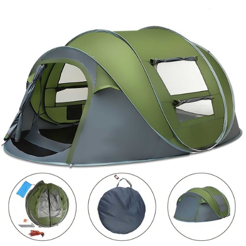 Large Capacity 4 to 5 Persons Automatic Pop Up Camping Tent - Army Green