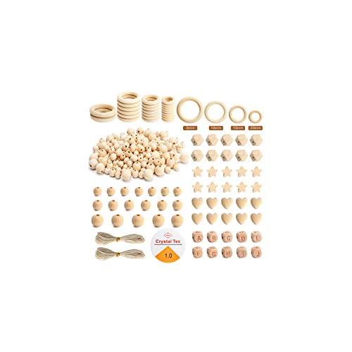 Wooden Rings Wooden Beads Set, 307 Pieces