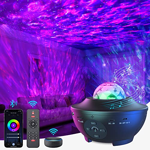 Mexllex LED Alexa Starry Sky Projector, WiFi Starry Sky Projector with Alexa/Google Assistant, Smart Galaxy Starlight Projector with Timer/Remote/Bluetooth Speaker for Children