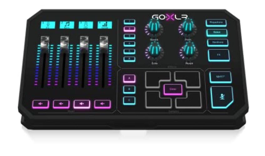 TC Helicon GoXLR Revolutionary online broadcaster platform with 4-channel mixer, motorized faders, soundboard and vocal effects - Sinlge
