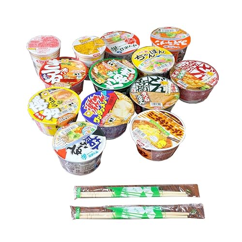 Japanese Cup Noodles Mini Cup Lucky Assortment SET with 2 Chopsticks Ramen Udon Soba Champon (5 Cups)