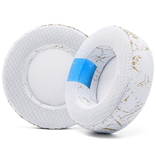 WC FreeZe Virtuoso - Cuscinetti in gel di raffreddamento in tessuto ibrido per cuffie da gioco Corsair Virtuoso di Wicked Cushions, extra spessi, resistenti e confortevoli | Marmo dorato - Gold Marble