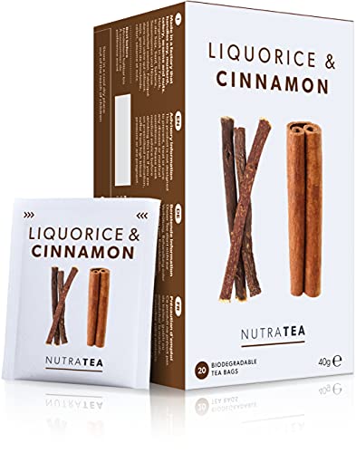 Nutra Tea - Liquorice & Cinnamon Tea | Liquorice Tea | Cinnamon Tea - 20 Tea Bags - Herbal Tea - (1 Pack) - 20 Count (Pack of 1)