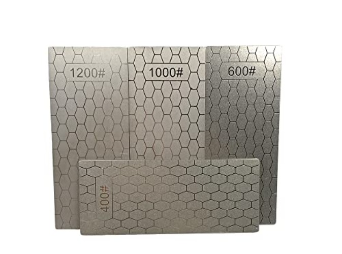 YJZ 4Pcs Diamond Sharpening Stones,Ultra-Thin Single Side Honeycomb Diamond Plate Honing Stone 400/600/1000/1200 Grit,2.48x5.94 Inch - 400+600+1000+1200 Grit