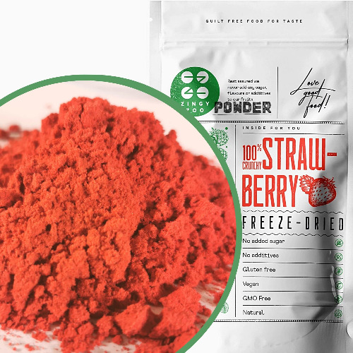 Freeze Dried Strawberry Powder 100g | 100% Natural Raw Premium Freeze Dried Fruit Powder | No Added Sugar Perfect for Fruit Smoothies Food Colouring or Baking | Dehydrated Strawberries to Powder