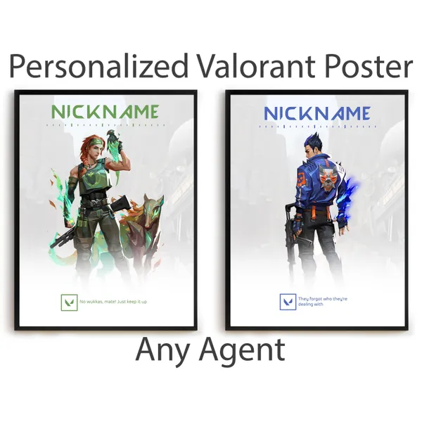 Any Agent - Personalized Valorant Poster | Gift For Gamer, Yoru, Skye, Valorant Wall Art, Game Poster, Gaming Decor, Game Print Gifts