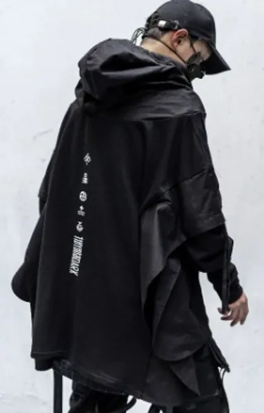 Techwear Hoodie Men Japanese Streetwear Trench Coat