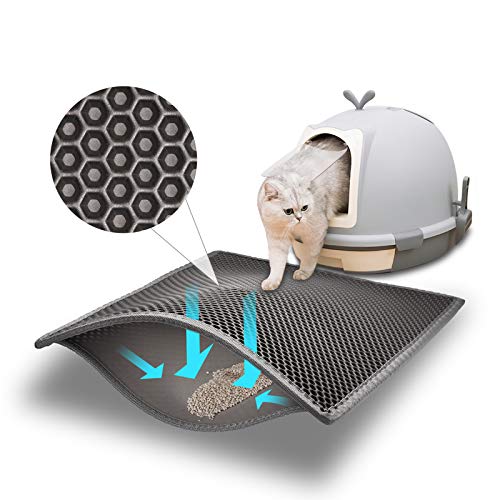 Pieviev Cat Litter Mat Double Layer Waterproof Urine Proof Trapping Mat 1 Pack (Gray, 24x15 Inch (Pack of 1)) - Gray - 24x15 Inch (Pack of 1)