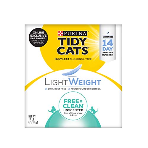 Purina Tidy Cats Low Dust Clumping Cat Litter, LightWeight Free & Clean Unscented, Multi Cat Litter - 17 lb. Box - 17 Pound (Pack of 1)