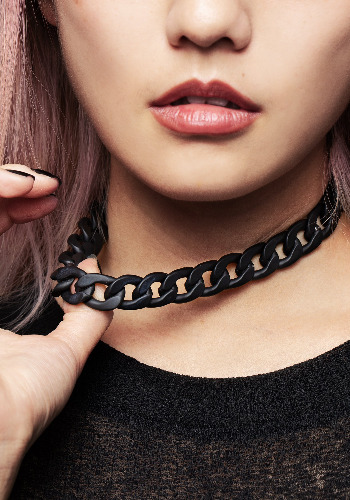 Jet Chunky Rope Chain Choker Necklace | Default Title