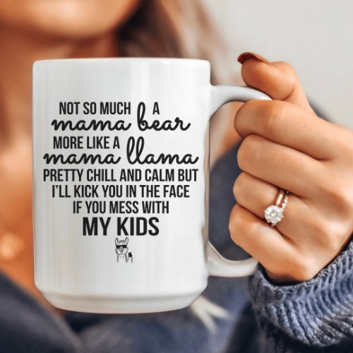 Mama Llama Ceramic Mug 15 oz - White / One Size