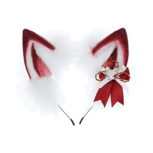 Faylay Women Furry Cat Ear Animal Ears Headband Ribbon Decor - Dhs-wr