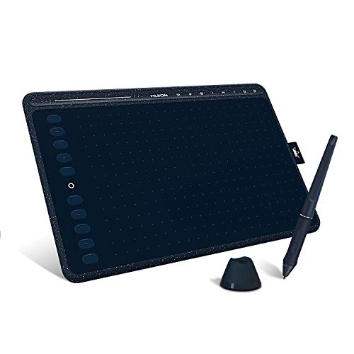 HUION HS611 Graphics Drawing Tablet Android Supported Pen Tablet Tilt Function Battery-Free Stylus 8192 Pen Pressure with 8 Multimedia Keys 10 Express Keys and Touch Strip(Starry Blue) - Starry Blue
