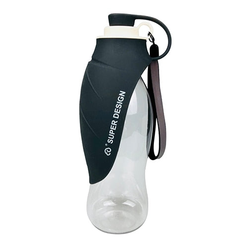 Portable Dog Foldable Leaf Water Bottle / Water Bowl - Black 580ML / Rest of World