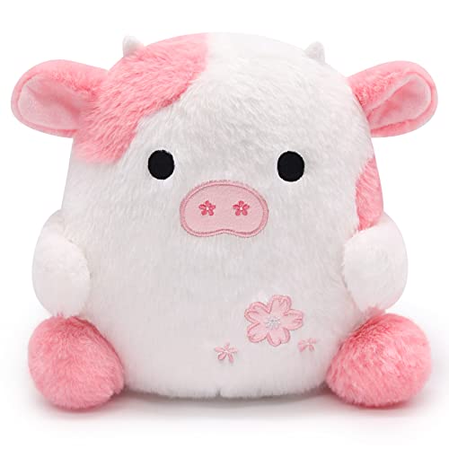 Yamepuia Sakura Cow Plush Pillow Cow Stuffed Animal, Cow Plushie Stuffed Animal Cute Cow Pillow Pink Cow Plush, Pink Cow Plushie Kawaii Pink Room Decor Stuff for Kids Girls Boys Birthday Gift - Sakura Cow Plush