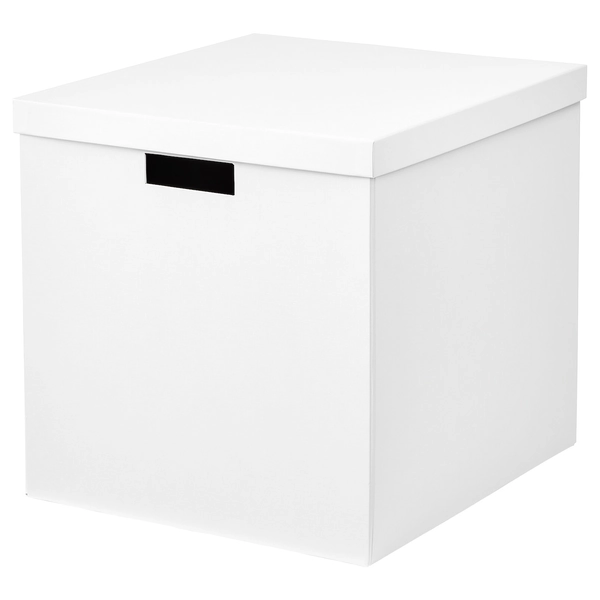 TJENA Storage box with lid - white 32x35x32 cm