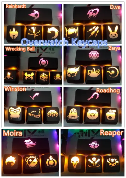 Overwatch OW Custom Backlit Keycap Hero Ability Game Skill Keycaps Set for Cherry MX Mechanical Gaming Keyboard,4 Pcs Keys,Gift Collection