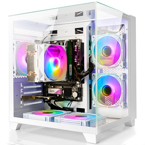 LXZ Desktop PC Computer AMD Ryzen 5 5600GT 6 core 3.6GHz, 16G DDR4 RAM, 512G NVME SSD, Tower Computer for Home and Office (White) - white