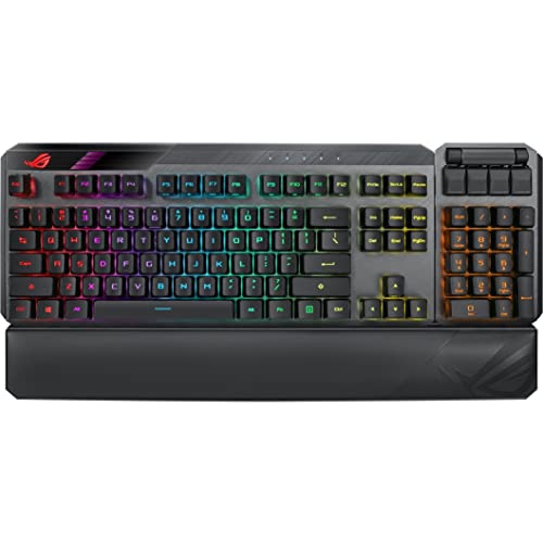 ASUS ROG Claymore II Wireless Modular Gaming Mechanical Keyboard (ROG RX Blue Switches, detachable numpad & wrist rest for TKL 80%/100%, Aura Sync, media controls, fast charge, USB 2.0 Passthrough) - Claymore II - Blue