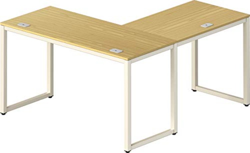 SHW Home Office 55"x60" Large L Shaped Corner Desk, Oak - 55-Inch L-Shaped - Oak