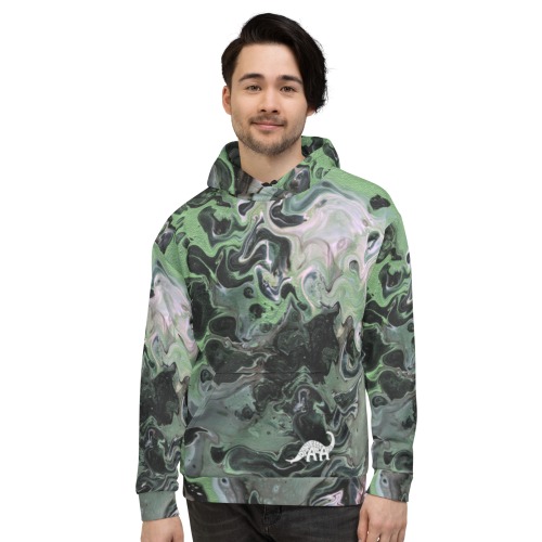 Metallic Green Fluid Acrylic All-Over Print Hoodie