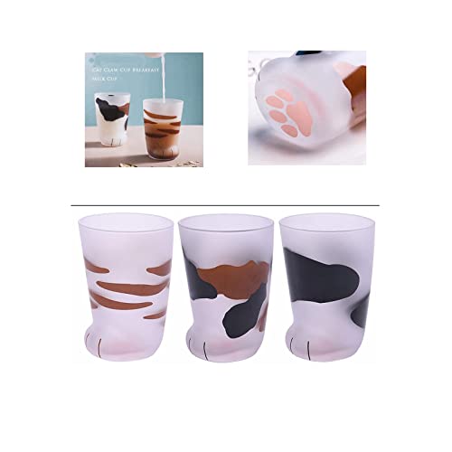 Cat Paw Glass Cup, Heat resistent Handmade Creative Milk Cup, Niedlicher Katzen-Fuß-Klauen-Druck Kaffee Becher, 300 ml (6 Stück) - 6 Stück