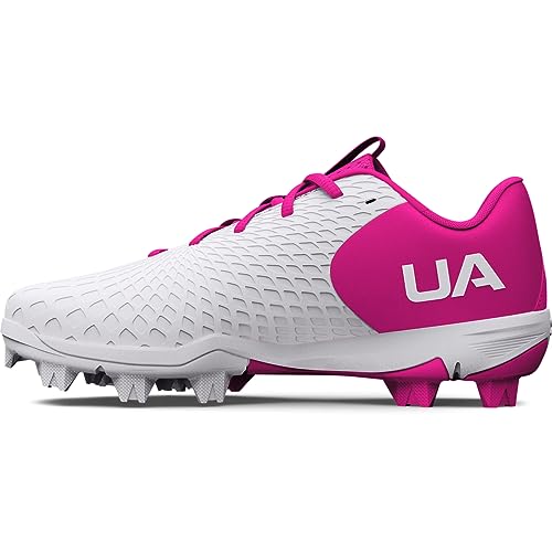 Under Armour Girl's Glyde 2.0 Rm Jr Softball Shoe - 5.5 Big Kid - (101) White/Rebel Pink/White