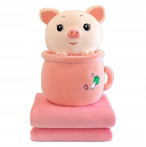 MASKOTKA PODUSZKA Z KOCEM ŚWINKA KUBEK BUBBLE 3w1 | Default Title