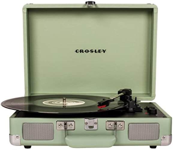 Crosley CR8005F-MT Cruiser Plus Vintage 3-Speed Bluetooth in/Out Suitcase Vinyl Record Player Turntable, Mint - Bluetooth In/Out - Mint