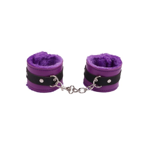 Fluffy Wrist Leather Handcuffs Bracelet Leg Cuffs Anklet Bangle Role Play Exercise Bands Leash Sex Detachable Adjustable Chain for Home Yoga Gyms Party Cosplay Jewelry - purple 2