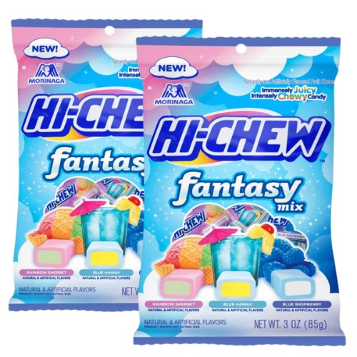 Hi Chew Fantasy Mix Candy, Rainbow Sherbet, Blue Hawaii, and Blue Raspberry Flavors, Fruity Chewy Japanese Taffy, Pack of 2 - Rainbow Sherbet, Blue Hawaii, Blue Raspberry 1 Count (Pack of 2)