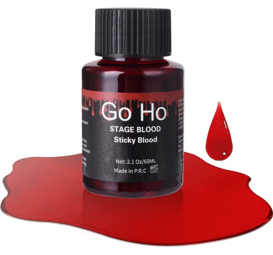 Go Ho Stage Fake Blood Washable(2 oz),Realistic Effect Sticky Edible Fake Blood Makeup for Eyes Drips Teeths Mouth Nose Bleeds,For Halloween Cosplay SFX Zombie Vampire Special Effects Makeup,Bright - 60ML（2 OZ）Bright Fake Blood