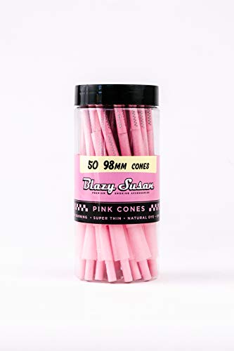 Blazy Pink Cones 50ct Pack | Pink Rolling Cones | Vegan & Smooth Burning | Blazy Susan Quality Smoking Accessories - 50 Count (Pack of 1)