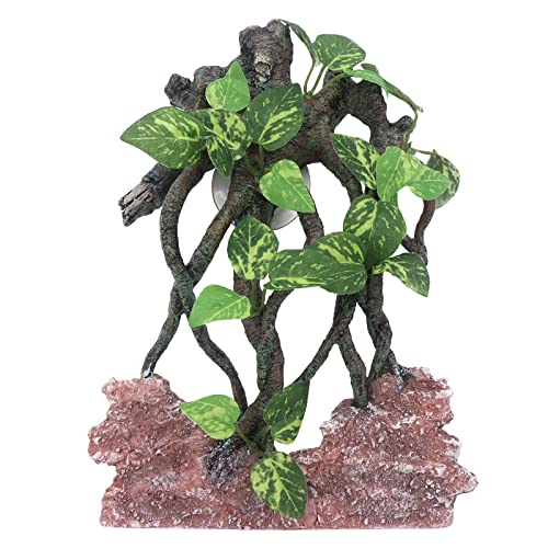 AQUA KT Reptile Corner Branch Terrarium Plant Decoration with Suction Cup for Amphibian Lizard Snake Climbing - Terrarium Background