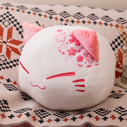 Squinty Cat Plushie (2 COLORS) - Pink / 16" / 40 cm
