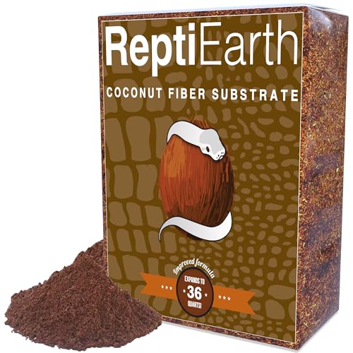 ReptiEarth Reptile Bedding, Fluffy Coconut Fiber Substrate 36 Quart Organic Coco Ready to Use for Bioactive Snake Terrarium, Lizard Tanks with Plants, for Frog, Tarantula or Hermit Crab Habitat - 36 Quart