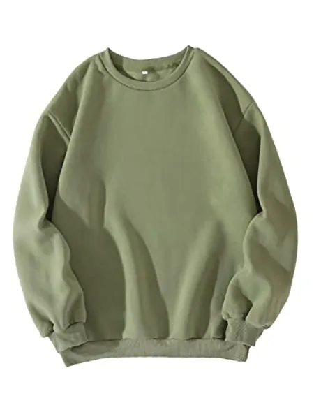 Verdusa Women's Long Sleeve Top Round Neck Drop Shoulder Pullover Sweatshirt