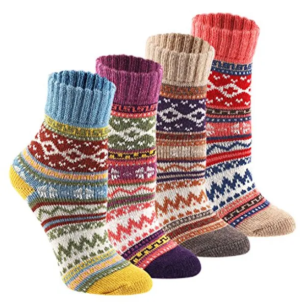 KEAZA Wool Cozy Crazy Novelty Socks WZ02 Thick Cotton Vintage Women Sock 4pack …