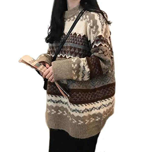 Grunge Clothes Grandpa Sweaters Vintage Aesthetic Baggy Dark Academia Clothing Plaid Striped Preppy Pullovers 2023