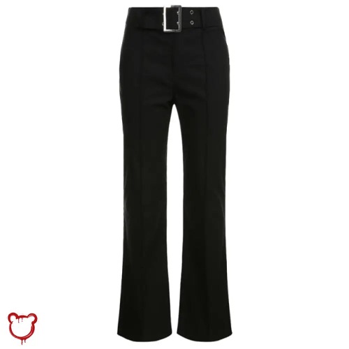 Skinny Buckle Cage Pants - black / L