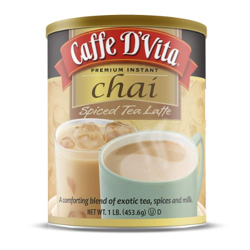 Caffe D’Vita Spiced Chai Latte Mix - Chai Tea Latte Powder Mix, Gluten Free, Chai Tea Powder, No Cholesterol, No Hydrogenated Oils, No Trans Fat, Spiced Chai Latte Powder Mix - 1 Lb Can - 