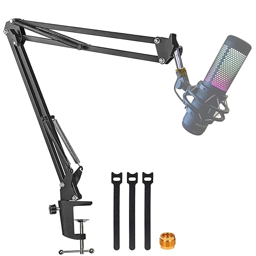 Boom Arm For Hyperx Quadcast Microphone, Adjustable Suspension Mic Scissor Stand, For Studio Recording & Broadcasting Compatible with Hyper X QuadCast S Mic By YUZUHOME - Black Boom Arm