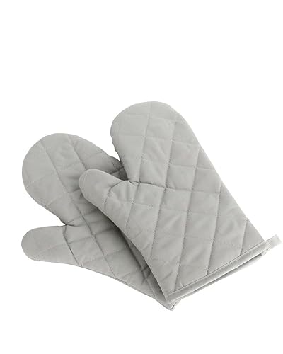 Oven Mitts, Premium Heat Resistant Kitchen Gloves Cotton & Polyester Quilted Oversized Mittens, New Gray - New Gray