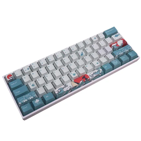 Sunzit Keycaps, 61 Keycaps OEM PBT Keycaps Full Set Keycap PBT Dye-Sublimation Keycap for GH60 / RK61 / ALT61 / Annie/Keyboard Poker Keys (only sell keycaps)