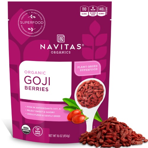 Navitas Organics Goji Berries, 16 oz. Bag, 15 Servings — Organic, Non-GMO, Sun-Dried, Sulfite-Free