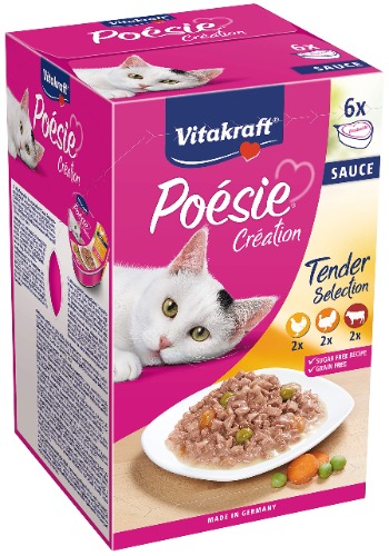 Vitakraft Våtfoder katt poesi multipack hjärtskål, sås, 1 x (6 x 85 g) - Multipack sås