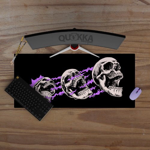 3 Skulls Artistic Design Mousepad Deskmat - 22x18cm / 2mm / Blue