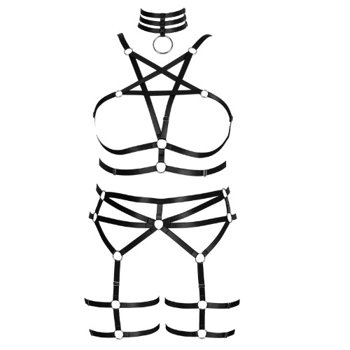 PETMHS Femmes Plus Size Body Harness Soutien-gorge Jarretière Lingerie Punk Corset Poitrine Corps Harnais évider Menottes Bustiers Corsages Goth Rave Mode Accessoires