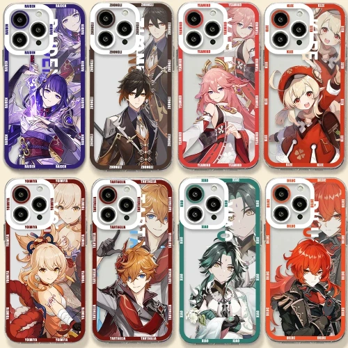 Etui na telefon Genshin etui na iPhone 15 14 13 12 11 Pro Max Mini X XS Max XR SE 7 8 Plus etui Anime Funda na iPhone 11 - AliExpress 